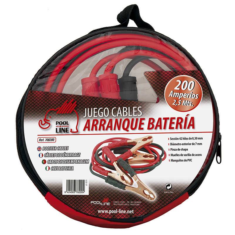 JGO.CABLES ARRANQUE 200AMP. COLOR ROJO / NEGRO