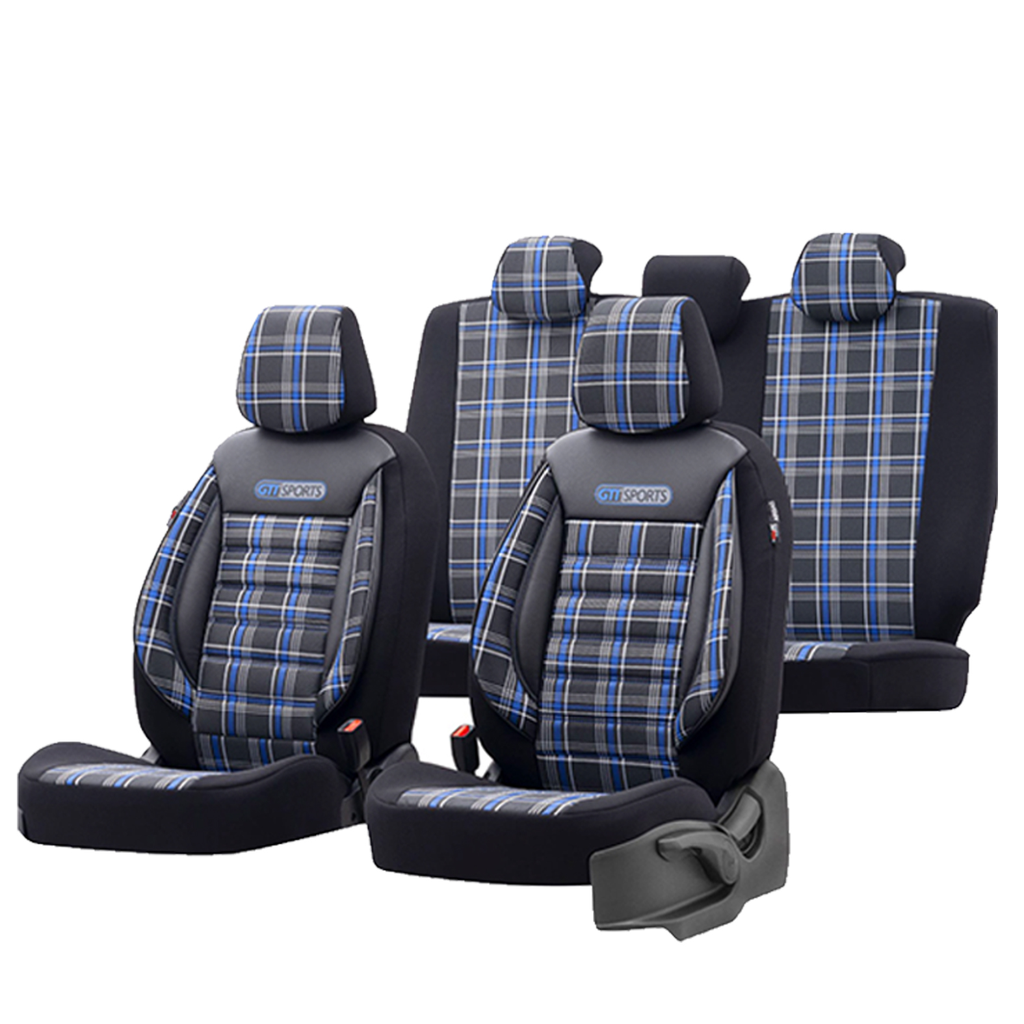 FUNDA COMPLETA UNIVERSAL GTI SPORTS DESIGN COLOR NEGRO/AZUL
