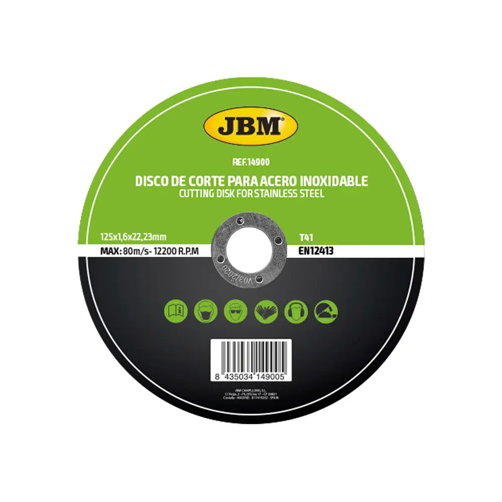 DISCO DE CORTE T41 PARA ACERO INOXIDABLE 125X1.6MM 