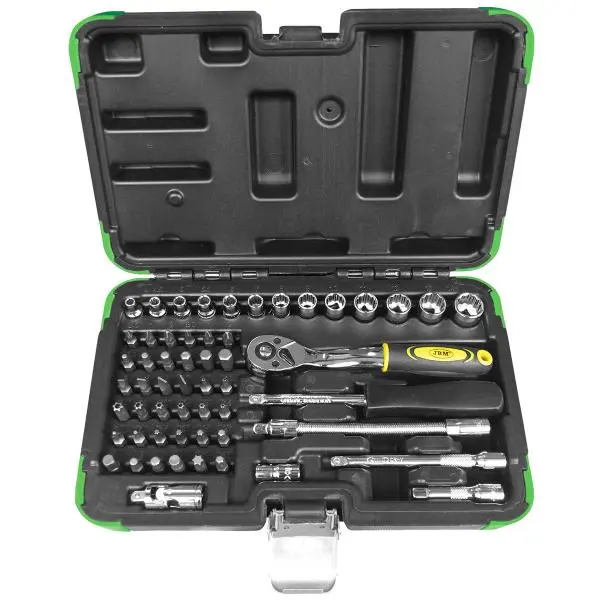 ESTUCHE DE HERRAMIENTAS CON 56 PIEZAS CON VASOS DE 12 CANTOS