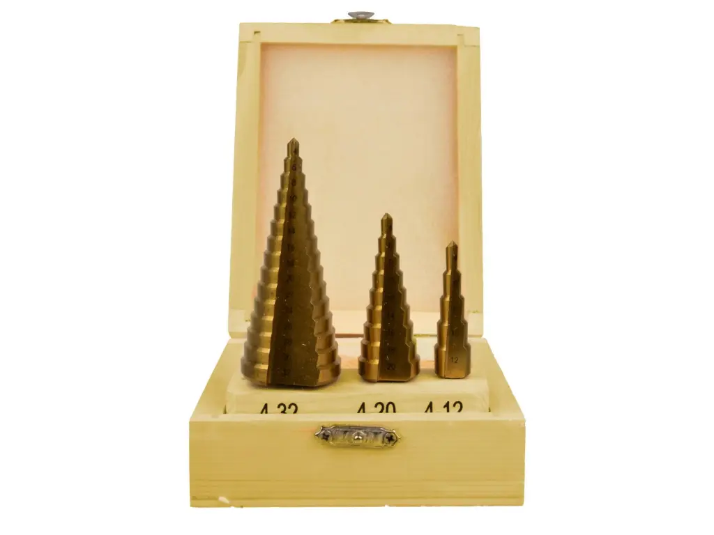 JUEGO DE BROCAS CÓNICAS TITANIO 4-32MM – 4 A · ACERO