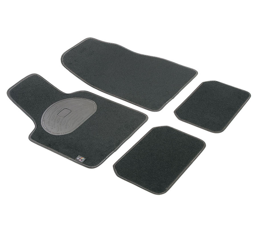 [POO610201] JGO. 4 ALFOMBRAS MOQUETA "SELECT" NEGRA TALONERA GOMA COLOR NEGRA
