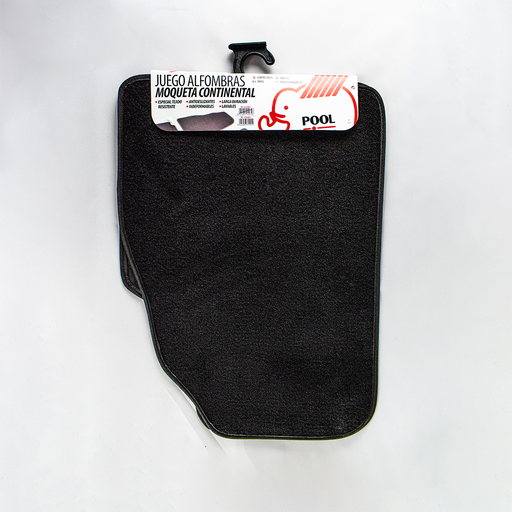 [POO610501] JGO. 4 ALFOMBRAS MOQUETA "SELECT" NEGRA TALONERA TERMOSELLADA RIBETE NEGRO