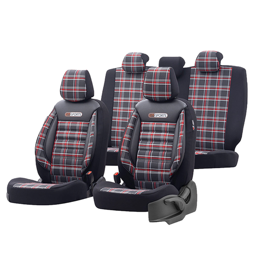 [POOACGTI801] FUNDA COMPLETA UNIVERSAL GTI SPORTS DESIGN COLOR NEGRO/ROJA