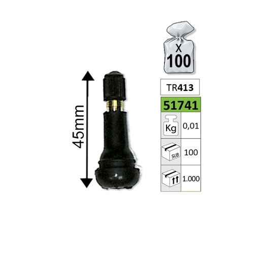 [JBM51741] VÁLVULA PARA LLANTAS TR413 45MM 