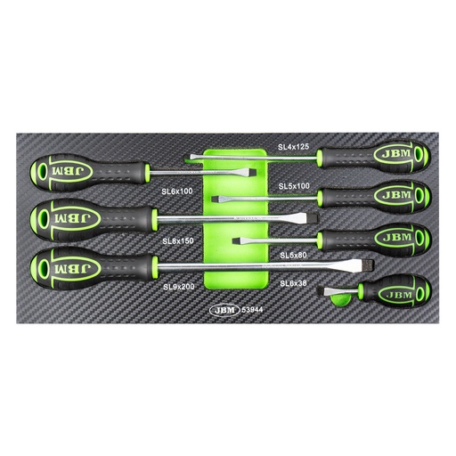 [JBM53944] SET DE 7 DESTORNILLADORES PLANO CON MÓDULO EVA CARBONO