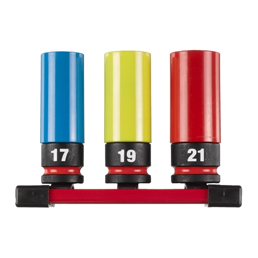 [MIL4932493370] Juego de 3 vasos para llantas 1/2"largos en ra¡l de transporte